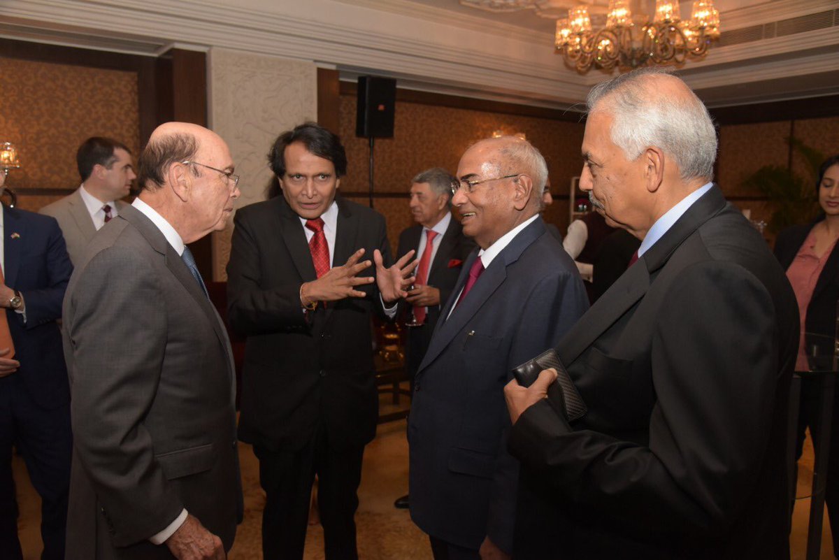 It was pleasure to meet with the #US secretary of commerece H.E. Wilbur Ross @SecretaryRoss yesterday in an dinner meet. Shri @sureshpprabhu Minister of Commerce & Industry was also present during the meet. Discussed various aspects of Indian trade. #USIndiaTrade #USIndiaBusiness