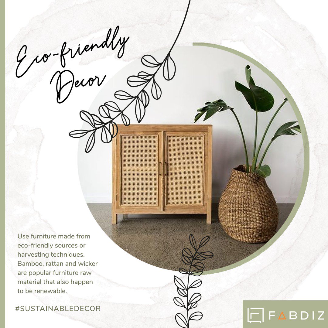 FabdizI's tweet photo. Make a shift to a greener and more #sustainable #lifestyle by opting for an #ecofriendly interior. #Decor made from #natural raw materials not only makes the room quirkier instantly but is #renewable as well.
#SustainableDecor #InteriorDesign #InteriorDecor #GoGreen https://t.co/WYwnvun3st