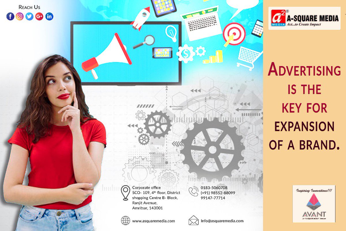 A_SquareMedia's tweet photo. Advertising is the key for expansion of a brand. #Asquare #Avant #marketing #onlinemarket #digitalmarketing #FM #radio #radioPartnership #webdesign #creative #webdevelopment #graphicsdesign #branding #indoorPrinting #outdoorPrinting 
📱: (+91)9855288099, 0183-5060708 https://t.co/rlSniVzGxw