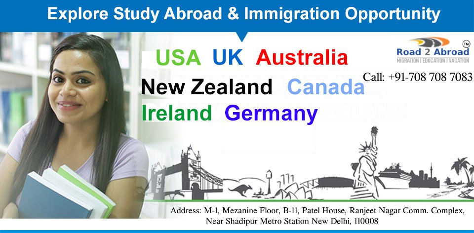 Road_2Abroad's tweet photo. #Road2Abroad is a leading #OverseasEducationConsultant that has assisted students in #StudyingAbroad at reputed Institutions in USA, UK, Australia, New Zealand, Canada, Germany, Singapore and more. 
Call Us: +91-708 708 7083
Visit: https://t.co/DfK6SkBkEI https://t.co/S5rH23B1sg
