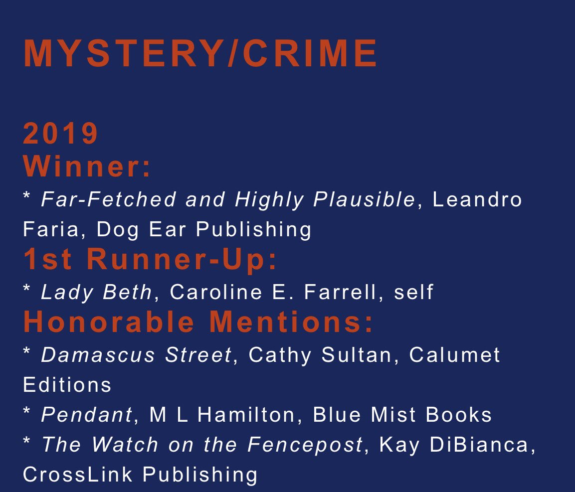 Thank you 🙏 #HofferAward Grand Prize #Shortlist #LADYBETH 1st Runner-Up in Mystery/Crime Category.