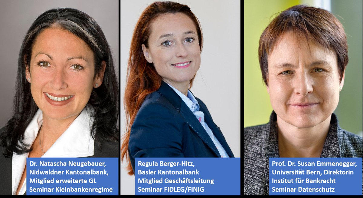 Spannende Regulierungsseminare mit Top-Frauen, 
fsbz.ch/angebot/reguli…
Seminar Kleinbankenregime, 5. Juni 2019
Seminar FIDLEG/FINIG, 14. Juni 2019
Seminar Datenschutz, 3. Juli 2019