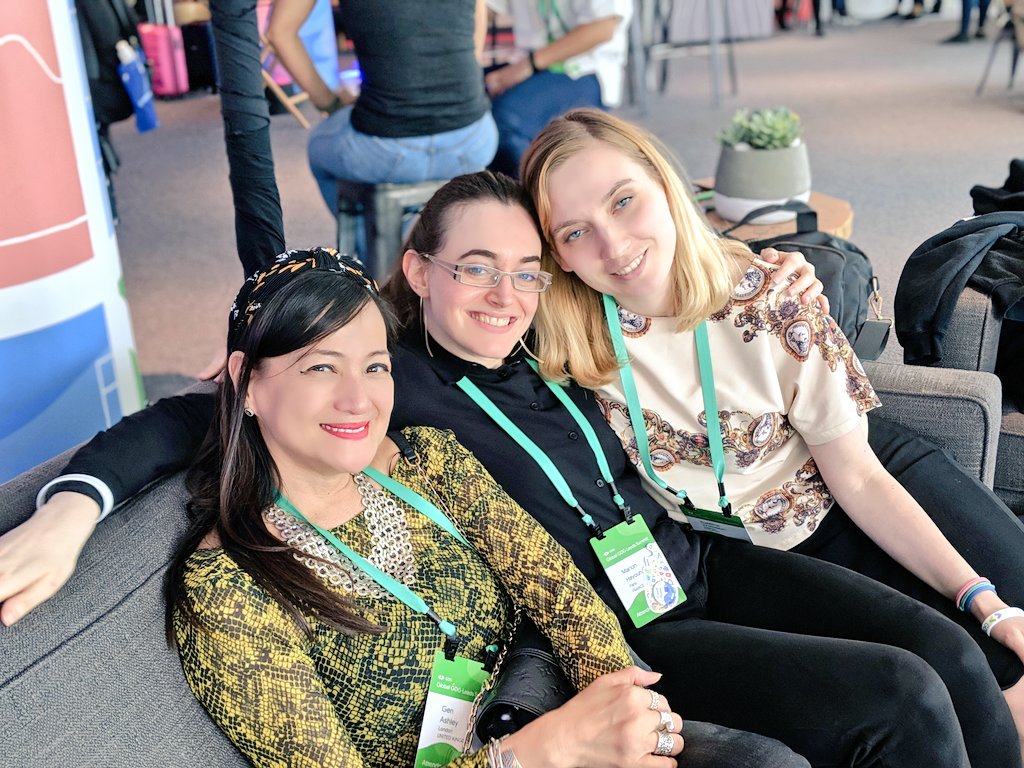 Great catching up with <a href="/loutry/">Marion Hayoun</a> of <a href="/ParisAndroidUG/">Paris Android User Group (PAUG)</a> and <a href="/ewelina_wol/">Ewelina Wołoszyn</a> of <a href="/gdgkrk/">GDG Kraków</a> - after a looong time!

#womenintech 
#womeninstem
<a href="/WomenTechmakers/">Women Techmakers</a>