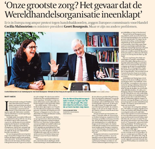 CTillekaerts's tweet photo. 👉This morning @tijd: joint interview with EU Trade Commissioner @MalmstromEU &amp; @GeertBourgeois on the main challenges #EUtrade is facing in the near future.🇪🇺
👉Extremely proud to welcome both this afternoon at the Flanders International Economc Summit FIT is hosting. https://t.co/cbjNdaFg5s