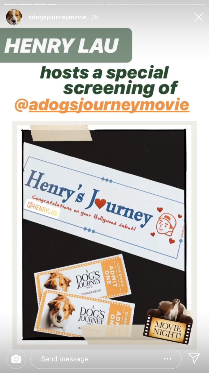 sjworld's tweet photo. ☆ Our banner for @henrylau89’s #ADogsJourney made it onto the official Instagram story!

SJworld is Ready 2 Love and be Trapped by Henry's Fantastic new movie! 💙💙 https://t.co/7abqYiNtaQ