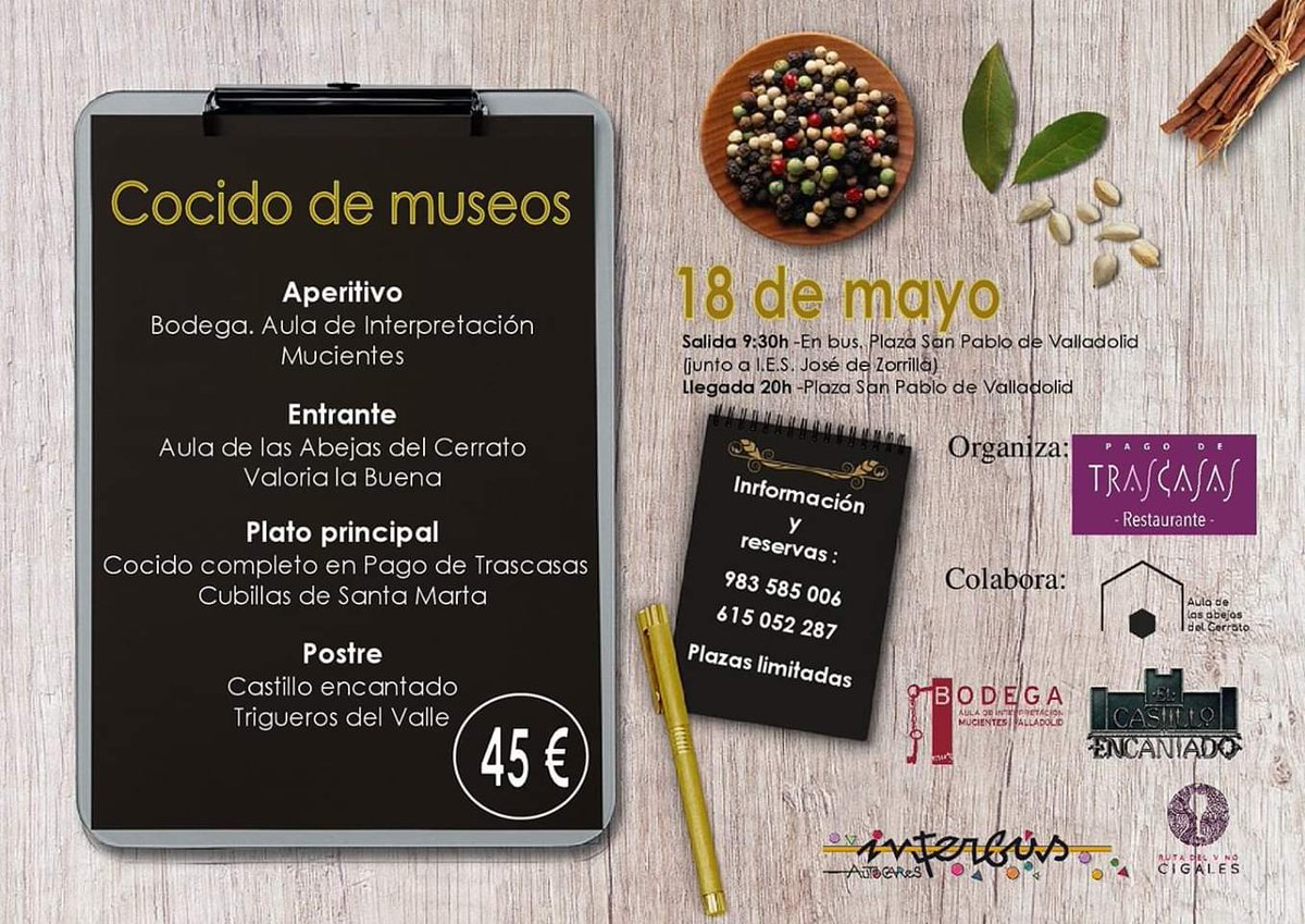 Celebra el 18 de mayo el #DíaInternacionaldelosMuseos
con @aulaabejas, @bodegaaulamuz, @elcastilloenca1, @PagodeTrascasas e @AutocarInterbus en @RutaVinoCigales