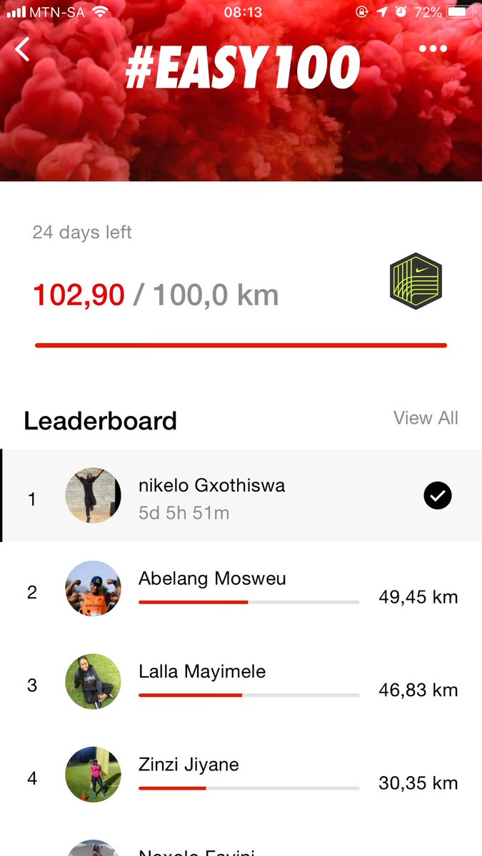 Mr_Niks's tweet photo. Concluded May Challenge 100km, with a heated 25km. We did it in 5 runs, 5 days-5 hours. #Easy100 #r1000wb @ManelzBozo 👌🏾 https://t.co/Oi4oEP8y11