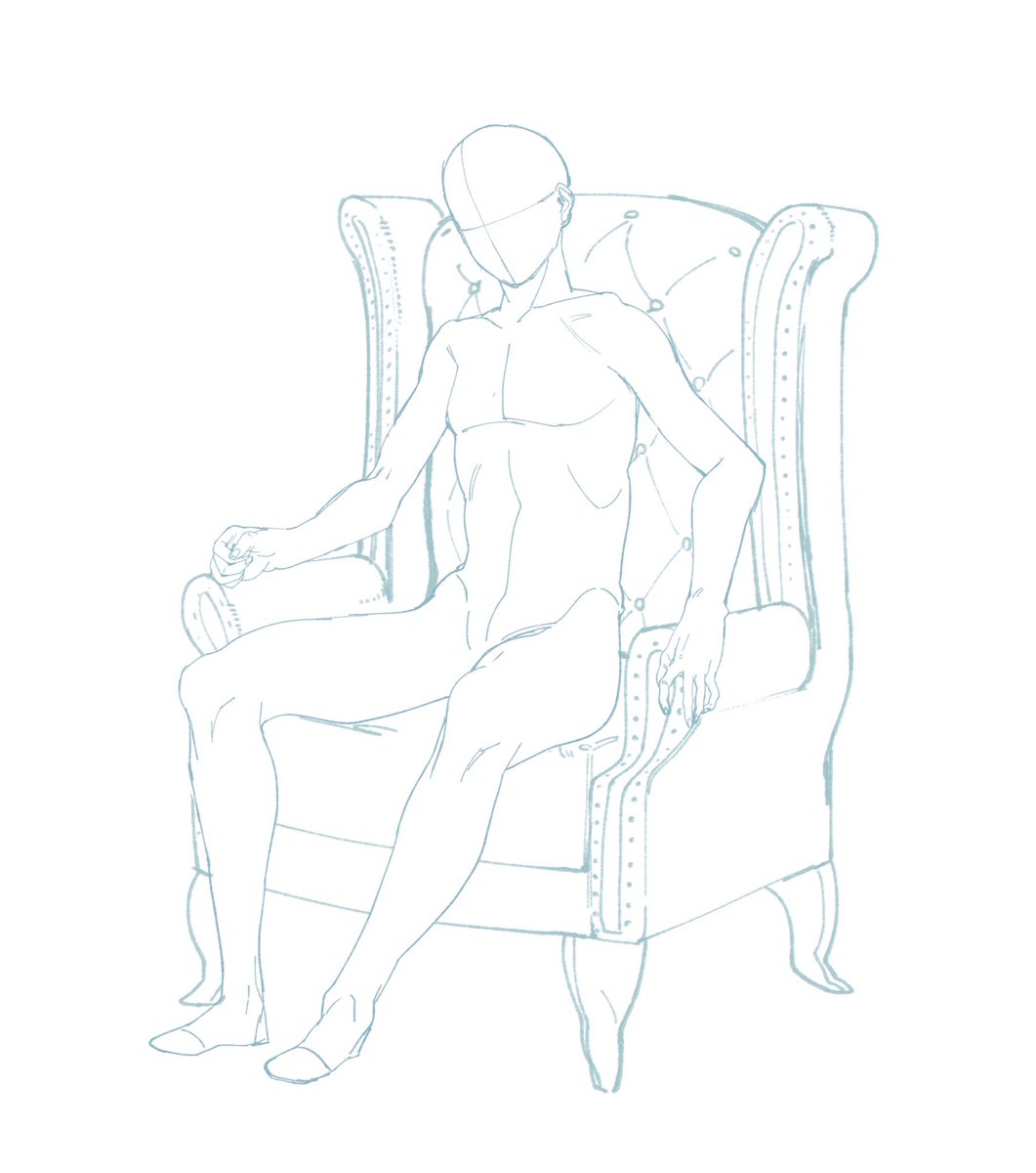 椅子に座る人のトレス素材作ってみました トレス素材 ヨシマロのイラスト