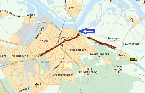 ANWBverkeer's tweet photo. De werkzaamheden bij de Waalbrug bij Nijmegen leveren vanochtend heel veel vertraging op #N325 #N326 https://t.co/YitT2bVkvI