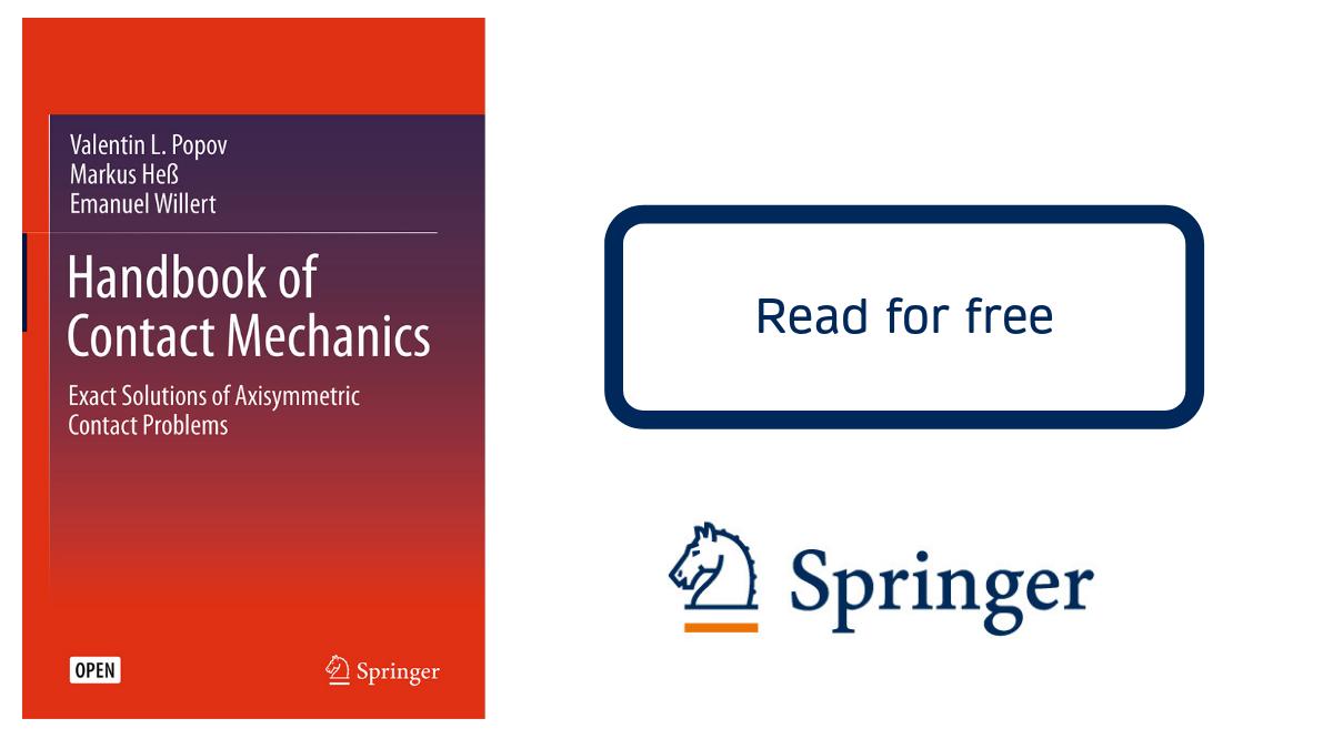 springer1842's tweet image. Explore the &quot;Handbook of Contact Mechanics&quot; by @reibungsphysik, Markus Heß and Emanuel Willert for free now: bit.ly/2J3sS9D @TUBerlin  @Friction_Berlin @SpringerMath #Contactmechanics #contactproblems #Hertz #openaccess