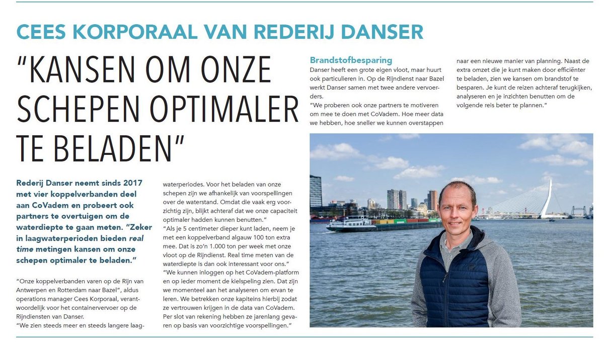 Onze collega Cees Korporaal geeft in "River Inside" - editie mei 2019 uitleg over het nut voor <a href="/DanserGroup/">DANSER GROUP</a> om deel te nemen aan <a href="/CoVademIWT/">CoVadem</a>. Het volledige artikel lees je hier: bit.ly/2LpuFb3