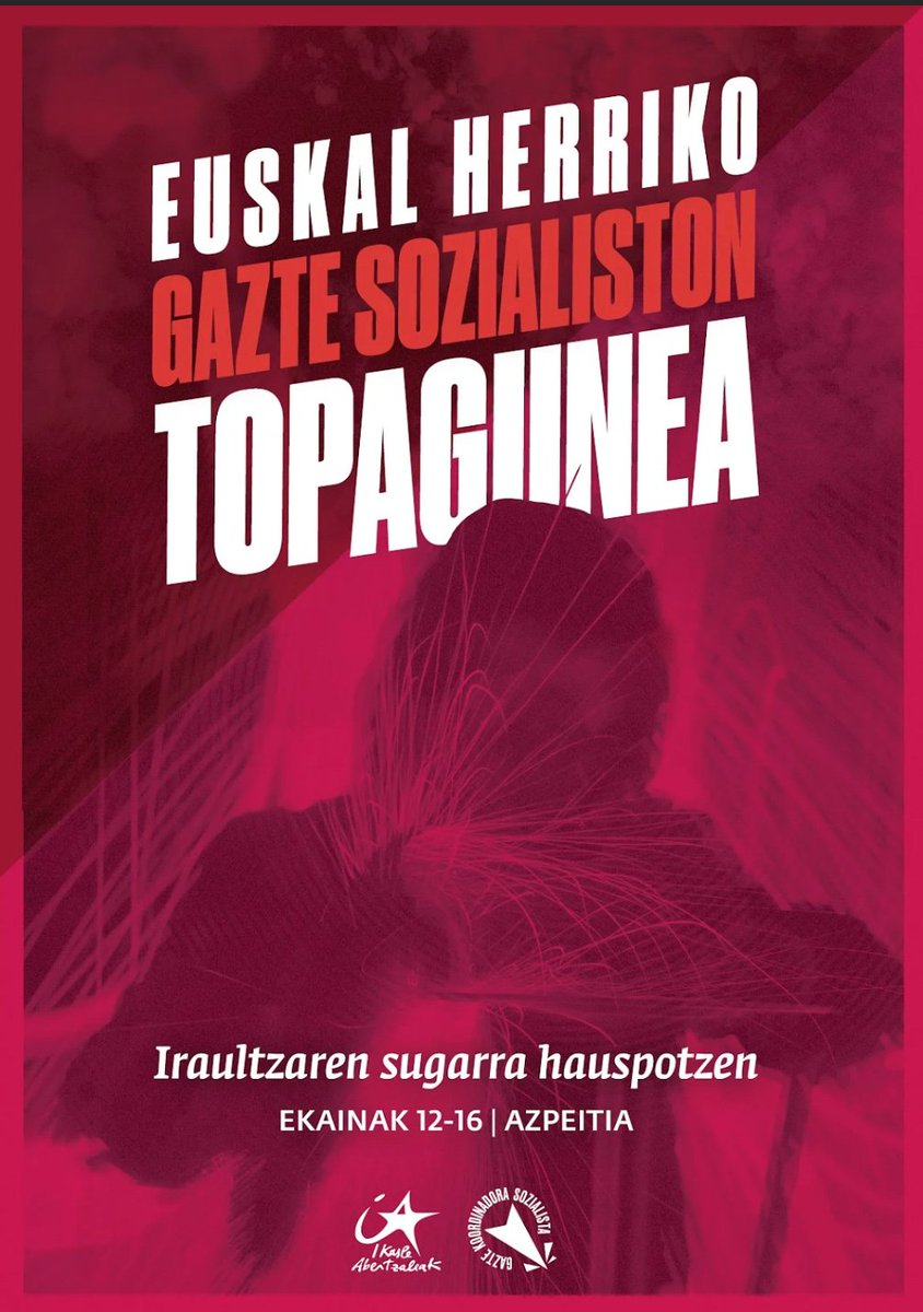 IASozialista's tweet photo. 📌Ekainak 12-16, Gazte Sozialiston Topagunea!
Iraultzaren sugarra hauspotzeko asmoz, geroz eta gutxiago falta da!

Laister berri gehiago! 🔥⚡️ https://t.co/oiZ4Ic8KhR