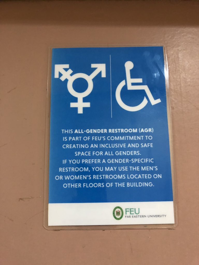 OneFEU's tweet photo. FEU rolls out all-gender restrooms (AGR) which can be found all across the University. Big win for FEU and our inclusion agenda! 🙌🏼🏳️‍🌈 #FEUDiversity #LoveisLove #inclusion 

📷: @DjJeffrenG https://t.co/rJYbbvAk6o