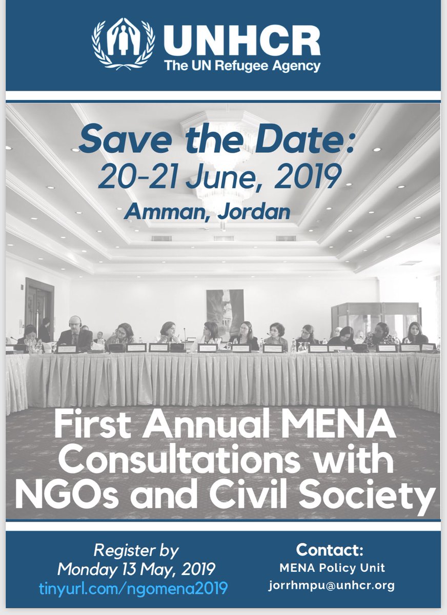 Dont miss this opportunity for regional dialogue on the prevention of, response to, and solutions for displacement in MENA. We each have a role to play. #WithRefugees #GlobalGoals #RefugeeCompact