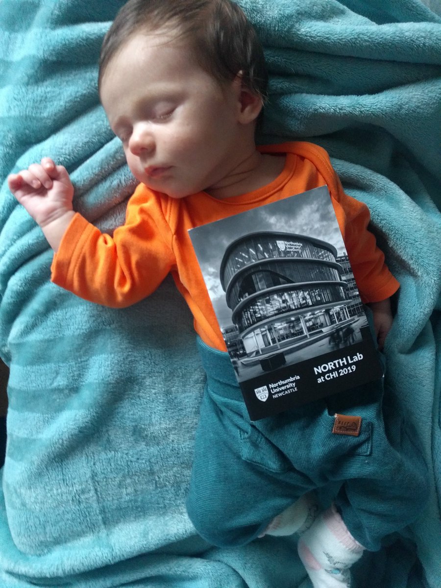 NORTHLabHCI's tweet photo. Good morning #CHI2019 ! The youngest #NORTHLab member has been up all night reading our booklet - it was too exciting to put down! You can get your own copy from NORTHLabbers or by picking one up from around the venue. There's a limited number - so don't miss out! https://t.co/VynXUPLBpo