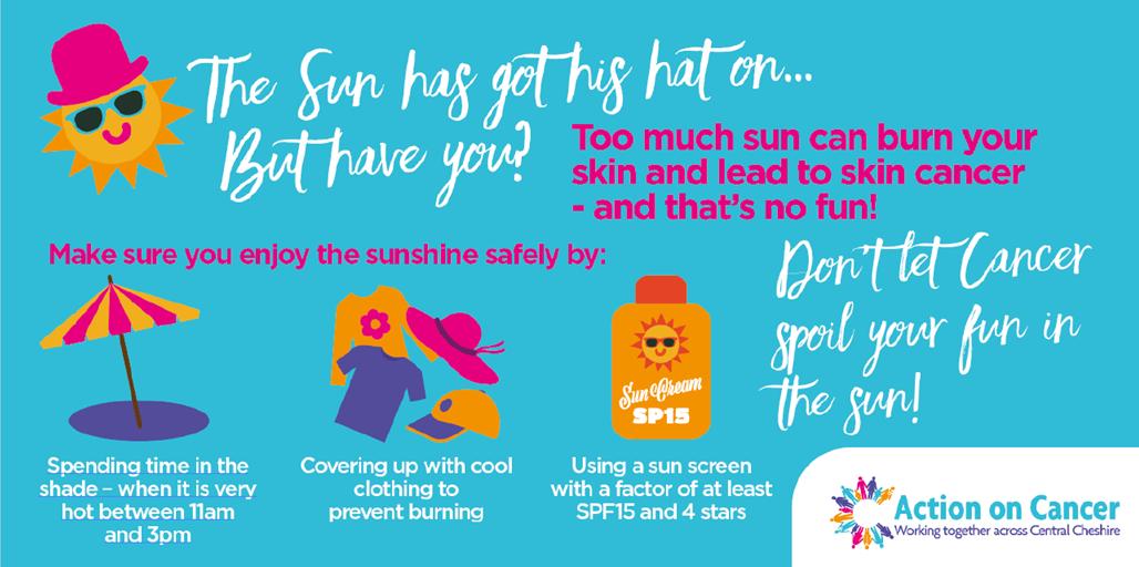 NHSValeRoyalCCG's tweet photo. It's Sun Awareness Week. Did you know that even on cloudy days, you can still get a sunburn? For more info and sun safety tips click here: https://t.co/4a992lDODc
#sunawarenessweek #NHS  #sunsafety @HealthySkin4All @AoCCheshire @NHSSCheshireCCG @NHSValeRoyalCCG @WestCheshireCCG https://t.co/7WZeaBpCzV