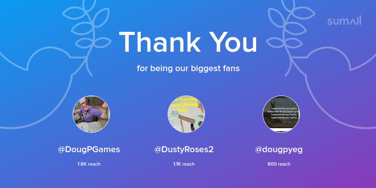ByRobyl's tweet image. Our biggest fans this week: DougPGames, DustyRoses2, dougpyeg. Thank you! via sumall.com/thankyou?utm_s…