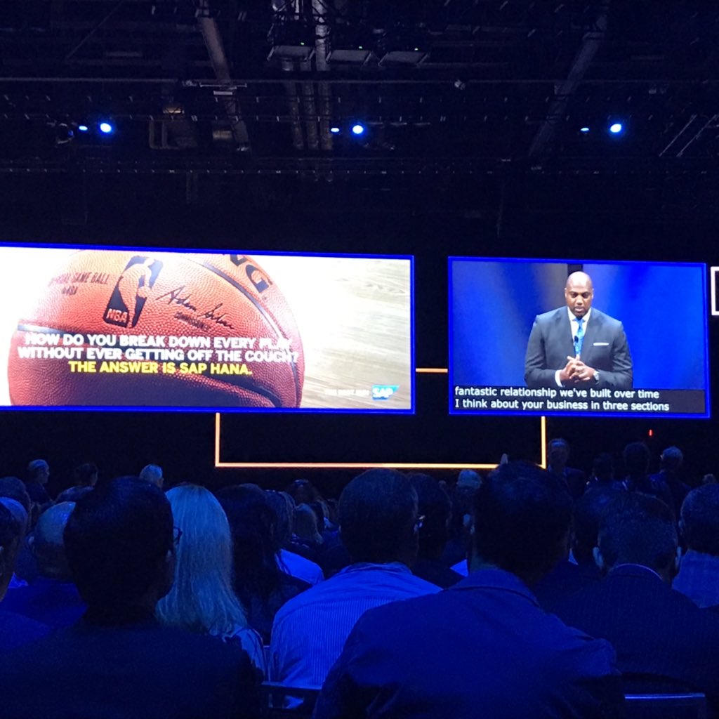 Kicking off @SAPPHIRENOW with CHRO of the #NBA, with a fired-up endorsement of <a href="/successfactors/">SAP SuccessFactors</a> and core values of integrity, teamwork, respect &amp; innovation.