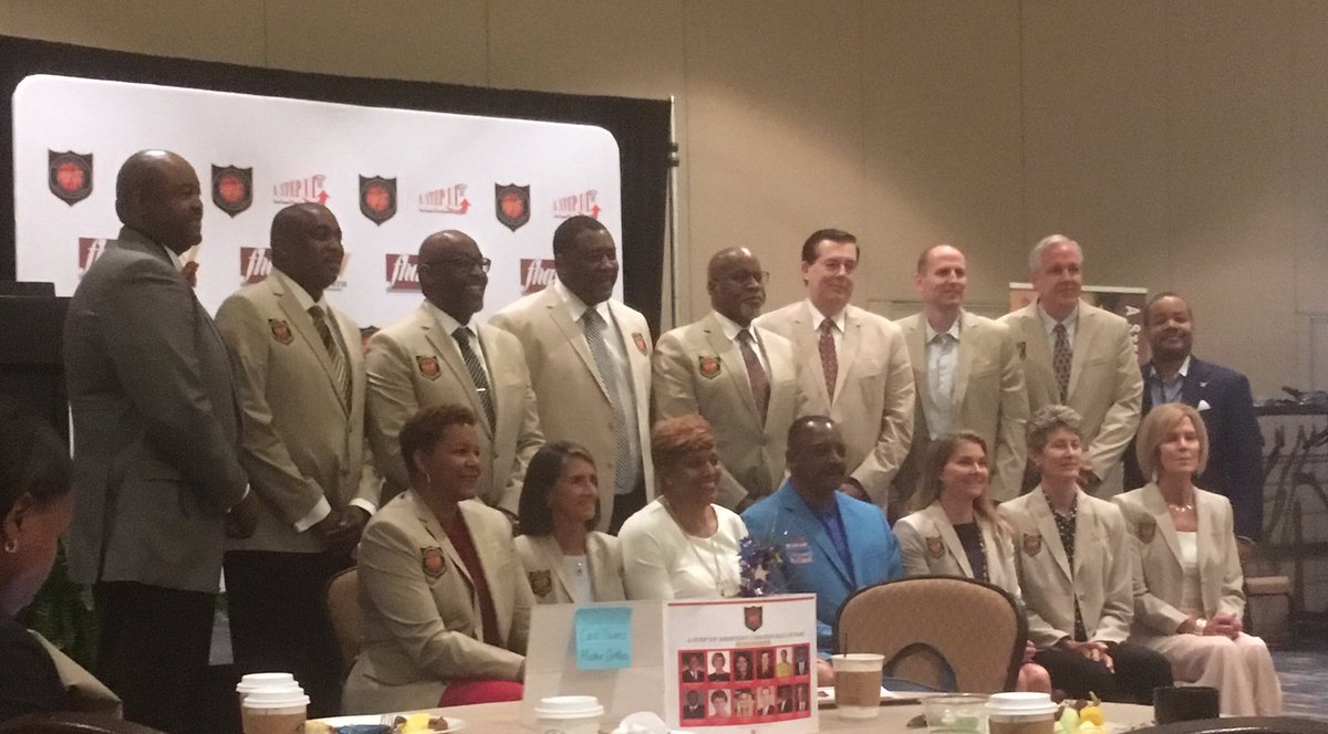 CoachPatHenry's tweet photo. Incredibly humbled to watch and be in presence of the inaugural Assistant Coach Hall of Fame Class as they are being inducted. They are the absolute class of our profession. #salute  #AStepUpHOF19 #AStepUp2019 https://t.co/4kKsvUuzyn