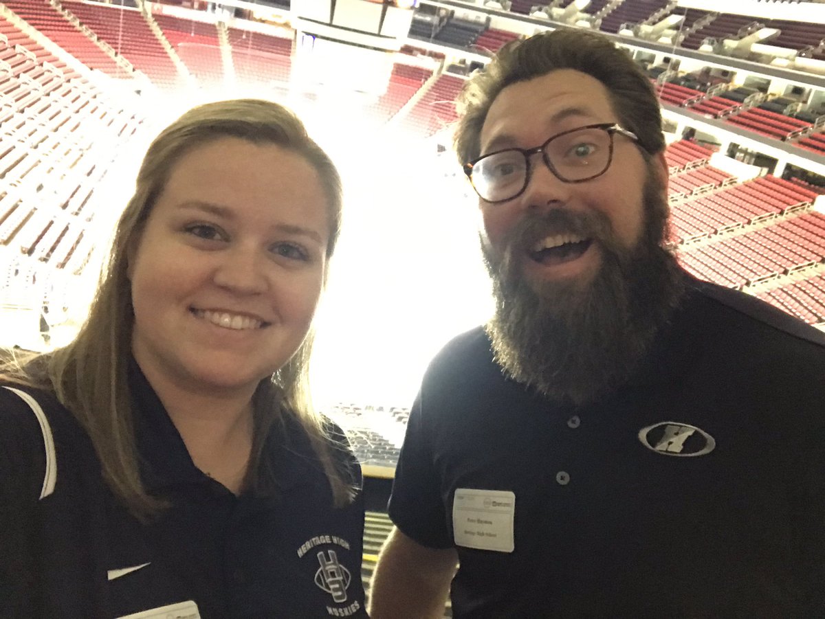 MsMeyer_HHS's tweet photo. We’re at @PNCArena repping @HHS_Huskies at the @wakeedpa STEMposium! @Hayman_ED and I are ready to share our PBL unit with business leaders and community members! https://t.co/861VmCnOYw