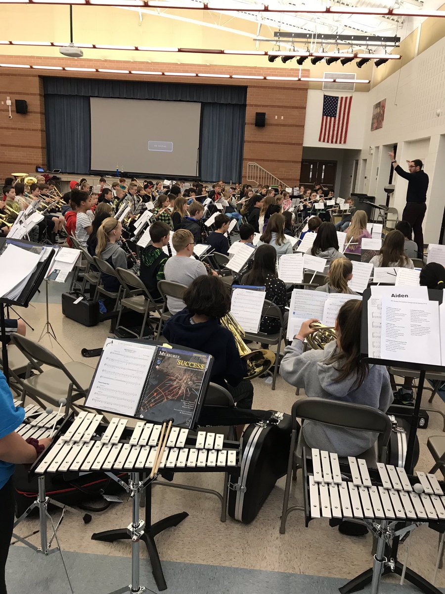 LadyofBand's tweet photo. Combined 5th grade bands of @AHSD25Westgate @DrydenSchool @WindsorWildcats for their #SpringConcert2019 @AHSD25South 7 pm. @RMFineArts @prospectband https://t.co/3QmucEJ68S