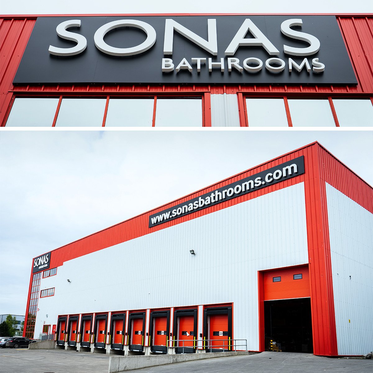 PremierSignsIE's tweet photo. Delighted to help Sonas Bathrooms with their big move! Built Up Acrylic Letters on Aluminium Back Panels - Dual Illuminated both Face and Halo 
#signage #dublin https://t.co/8TOEIpPhD4