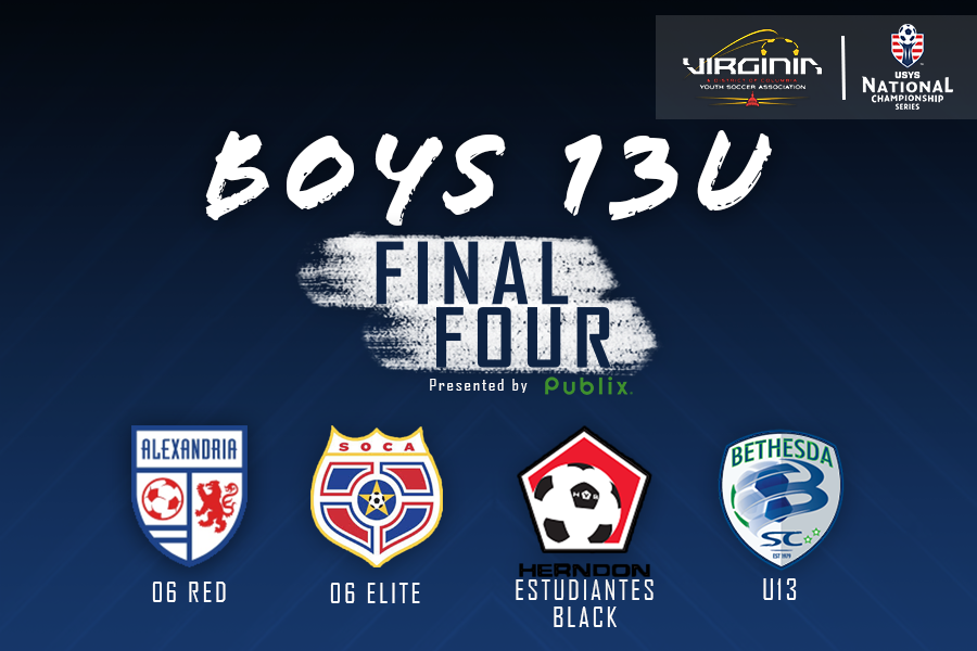 👏The 13U Boys Final Four is SET. 

Congrats <a href="/AlexandriaSoc/">Alexandria Soccer</a>, <a href="/SOCASPOT/">SOCA</a>, <a href="/HerndonYouth/">HerndonYouthSoccer</a> and <a href="/bethesdascnews/">@bethesdascnews</a> for advancing to#THEStateCup🏆 Semi-Finals!