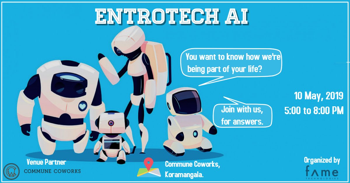 SkYdot_DeViL's tweet photo. Few days more.

😍😍Register now and grab your seats😍😍: 
https://t.co/Fi54FcwU1Y 

#fametronix #ArtificialIntelligence #bangalorerains #techhouse #Trending #AI #MachineLearning #Bengaluru #EventsDesign #speaker #talk #ideas #technologynews #eventernote #startups #business https://t.co/PXQjq37Q4G