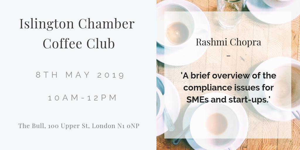 Islchamber's tweet photo. Join us for the ICoC May Coffee Club tomorrow - compliance issues for SME's 📁 - https://t.co/taB3vBiUB0 https://t.co/bdca6HEa7r