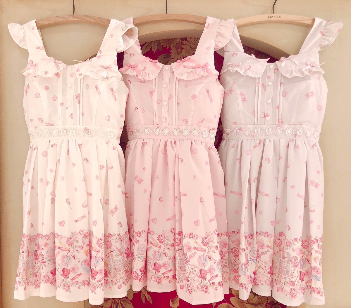 リズリサ こねこのキャンディワゴン柄 ワンピース ジャンスカ ピンク LIZ LISA on X