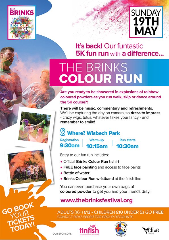 brinkscolourrun's tweet photo. Keep your eyes peeled for our posters that are located around Wisbech town! 👀
The #BrinksColourRun will be the most colourful event of the year! 🌈
Make sure you don't miss out, get your tickets online now!
https://t.co/dDAsU3nMV5 https://t.co/IGWWB2xL1G