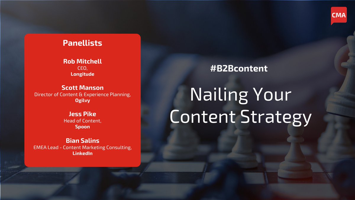 the_cma's tweet photo. Recent research shows that only 39% of B2B Marketers have a content strategy, so with this in mind, our panel of #B2B experts on 6th June will discuss everything you need to nail your #ContentStrategy. https://t.co/pcnYD3FwmT https://t.co/IjNwxvm2Kv