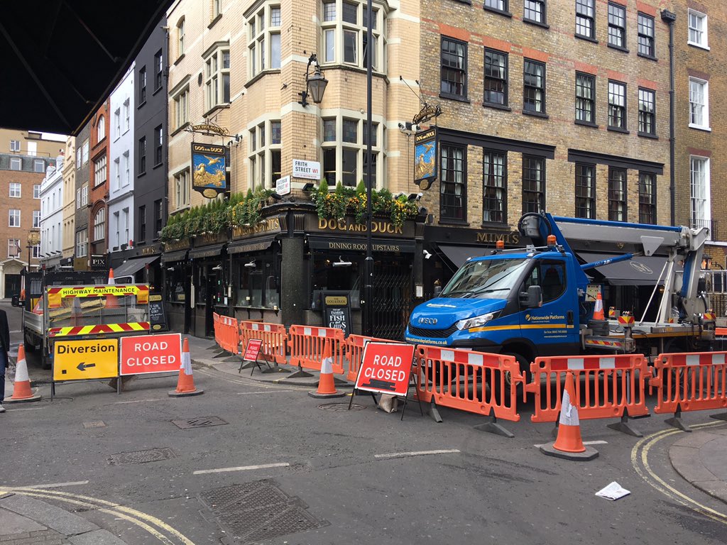 stateofsoho's tweet photo. #Sohosyreets are a bit like the puzzle section on a daily newspaper. Today’s closure to amuse (or should I say, divert) you blocks part of #FrithSt and #D’ArblaySt. https://t.co/Pum5Z1EvCl