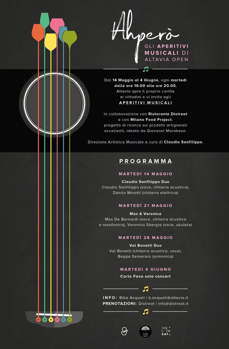 AltaviaItalia's tweet image. #AHPERÒ #AltaviaOpen #Distreat 
Dal 14 Maggio al 4 Giugno, ogni martedì dalle ore 19,00 alle ore 20,00, Altavia apre il proprio cortile ai cittadini e vi INVITA agli “aperitivi musicali”! Scopri l'evento 👉 bit.ly/2PZEzip