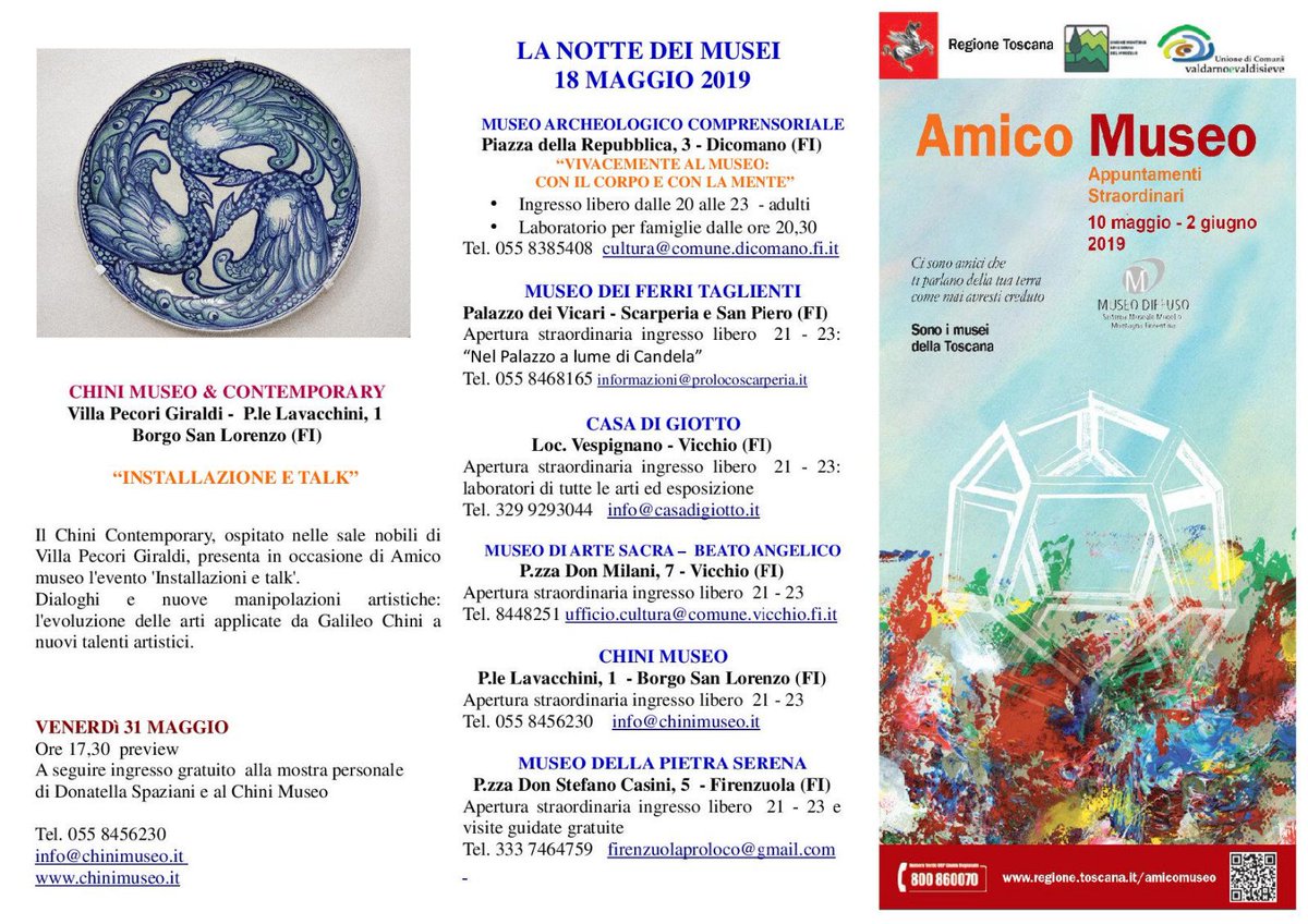esploramuseo's tweet photo. Amico Museo ... quattro appuntamenti straordinari nei Musei del Mugello e sabato 18 maggio aperture serali  straordinarie!

#mugellogram #amicomuseo #lanottedeimusei #sistemamusealemugellomontagnafiorentina #offertadidattica #esploramuseo #mugello https://t.co/ApOSZpiioC