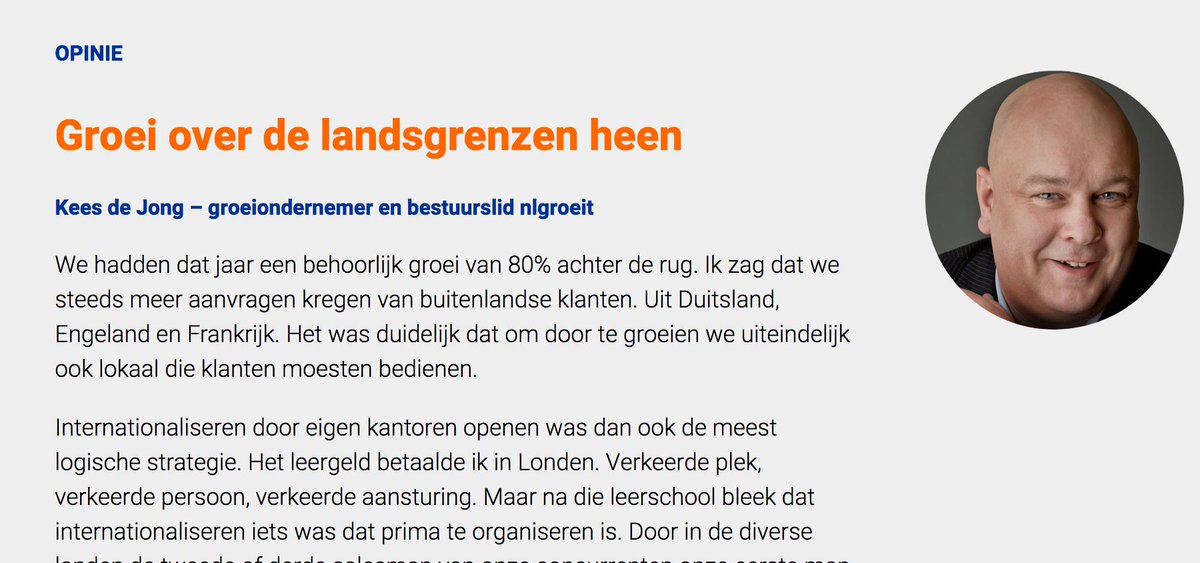 Groei_masters's tweet photo. "Het leergeld betaalde ik in Londen. Verkeerde plek, verkeerde persoon, verkeerde aansturing". Lees nu de column van Kees de Jong van @NLGroeit https://t.co/VKIttQPQBW #groei #masterclass #internationalisatie #column https://t.co/SgidiCFFXx
