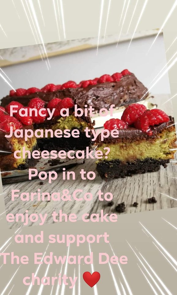 edwarddeefund's tweet image. This #ViralMeningitisAwarenessWeek pop into @farinalytham #Lytham and buy a slice of this delicious cheesecake made for @lythammummies Bake Off Week by Ewa Petrowicz @StepOutWellness.  All donations received to @edwarddeefund  #forEdward #raiseawareness #meningitis