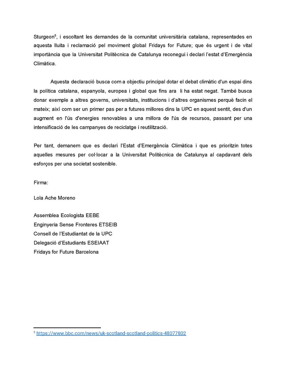 la_UPC's tweet photo. Aprovada per consens una moció que insta a declarar l'estat d'#emergènciaclimàtica per conscienciar els governs de la situació de crisis ambiental i per a què la #UPC dediqui més esforços per garantir una societat sostenible #claustreUPC https://t.co/WSctkbm2Yr