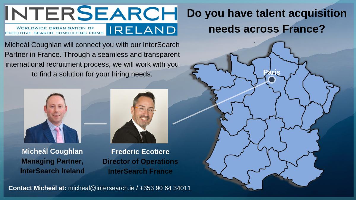 InterSearchIE's tweet photo. Our InterSearch Partners in France operate across the country from #Paris  @michealiww, InterSearch Ireland is happy to introduce you to @FEcotiere Director of Operations for InterSearch France. Using our global #network, we will work with you to meet your talent needs in France https://t.co/KEjtNcHekQ