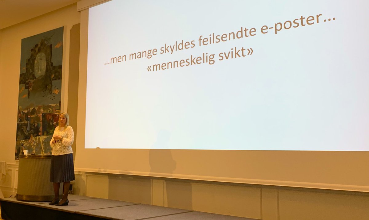 securepractice's tweet photo. Mange avviksmeldinger til @Datatilsynet etter GDPR inntraff, har vært relatert til e-post, inkludert feilsending av slike, forteller @marthaeike på #DnDSoS. https://t.co/F8GsdaJoP3