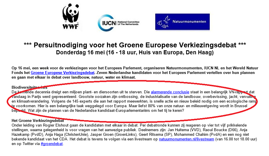 lientje1967's tweet photo. Nou ja zeg. Wat toe-val-lig! Het Groene Verkiezingsdebat. Met @wnfnederland @Natuurmonument en @IUCN. Nét na uitkomen rapport over #insectageddon.... En óók zo toevallig: Dat rapport kwam mooi uit, voor Europese verkiezingen van #23mei. Je verwacht dit toch niet?  #groenelobby https://t.co/PUzubeUA8U