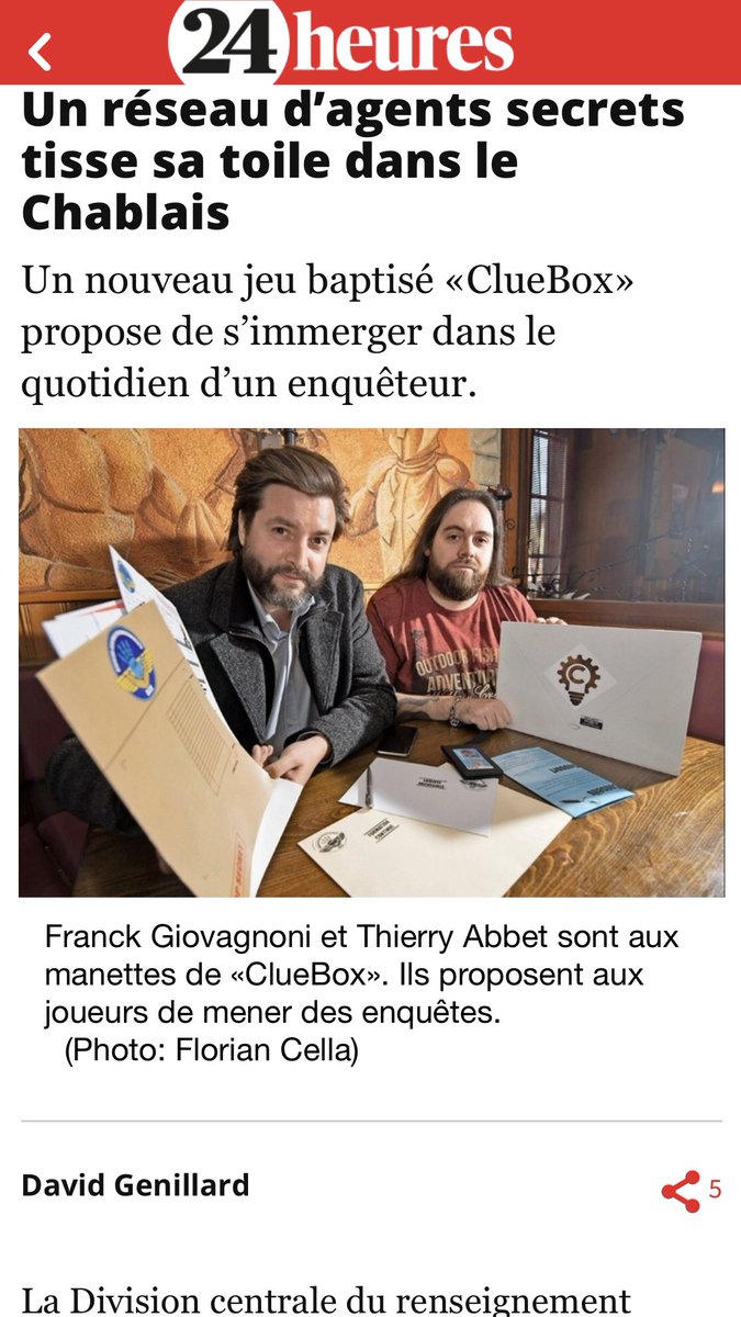 clueboxgame's tweet photo. 📰 ClueBox présenté par le 24heures 📰

Après le super accueil que nous avons reçu à Polymanga grâce à Swiss Gamers Network, voilà que le 24Heures s’attarde sur le dossier ClueBox ! Merci ! 🎉

Article complet : https://t.co/NE0QQmBgAU

#clueboxgame #24heures https://t.co/s2s903khQy