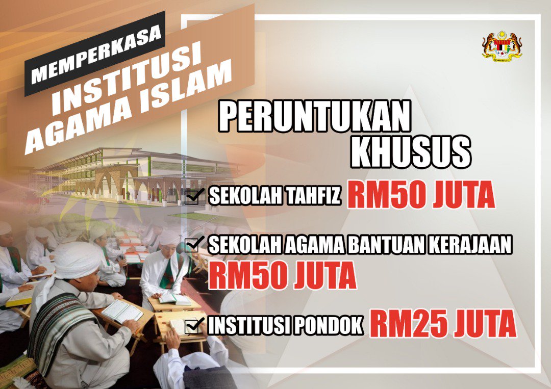 Jabatan Penerangan Malaysia On Twitter Memperkasa Institusi Agama Islam Peruntukan Khusus Sekolah Tahfiz Rm50 Juta Sekolah Agama Bantuan Kerajaan Rm50 Juta Institusi Pondok Rm25 Juta Jabatanpenerangan Sayangimalaysiaku Setahunmalaysiabaharu