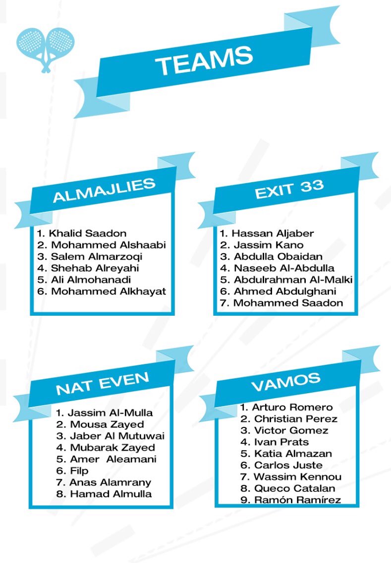 PadelQatar's tweet photo. There we go! We have the teams and the schedule of Ramadan Tournament! Good luck to all  🎾💪🏻

#padel #padelqatar #RamadanTournament #Qatar https://t.co/zhlUWIGMw4