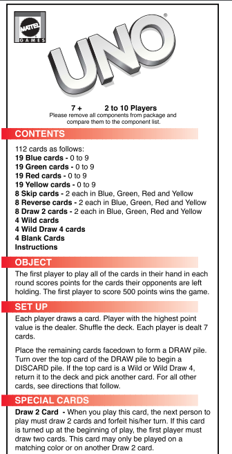 Gissius on X: @realUNOgame @TimFuerst1 Extract from the uno rules in the  game box and from the mattel website. You can put a take 2 on a take 2   / X