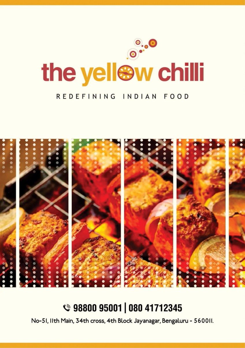TYC_Bangalore's tweet photo. Food is my first Friend. 
The Yellow Chilli Restaurant, Jayanagar. 
Reservations Call: +91 98800 95001 / 080 41712345

#TheYellowChilli #DinnerNight #RomanticNight #DateNight #ChillMusic #WineAndDine #TuesdayEvening #TuesdayVibe https://t.co/3x0zzS1sFp