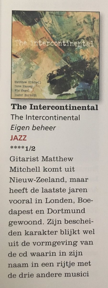 KegelW's tweet photo. 4,5 stars in Jazzism.
The Intercontinentals.
By Ken Vos. https://t.co/iRpU1Eya7P