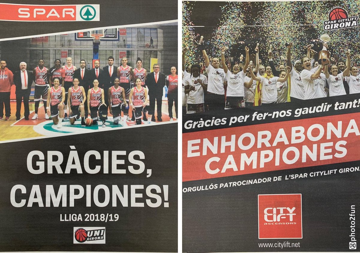 unigirona's tweet photo. 👏 Els nostres patrocinadors principals es fan ressò del títol de lliga aconseguit.
Moltes gràcies pel vostre suport, ja des de fa anys, i per empènyer-nos cap a l'èxit.
Gràcies SPAR, gràcies @cityliftgirona!
⚫️🔴 #UnimForces! https://t.co/1Y5UAiJWxT