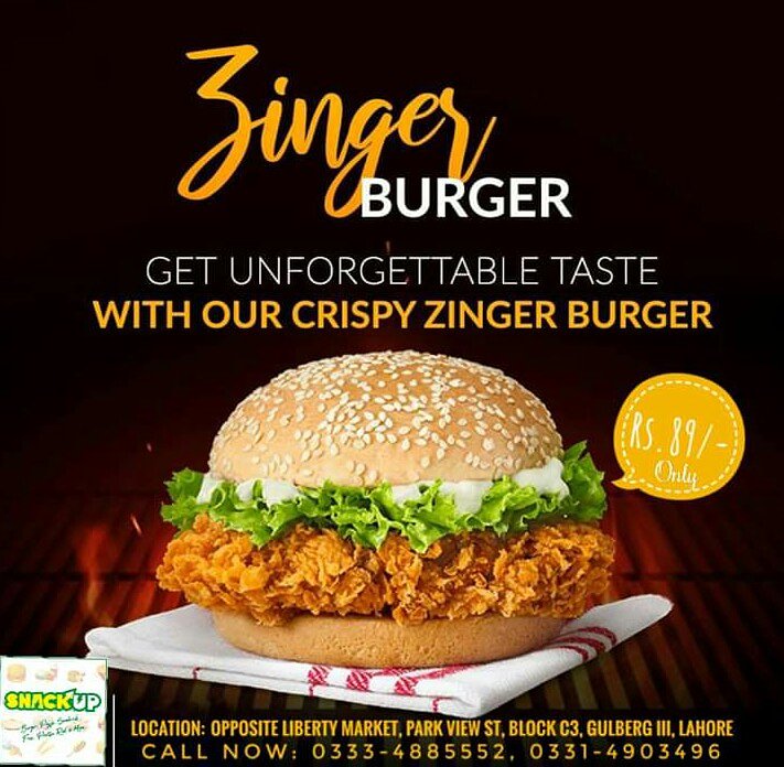 eatsnackup's tweet photo. Ramzan Special Deal
1x Zinger Burger #Rs89

For the whole month of ramzan zinger burger will be sold on cost. So grab this delicious deal.
Happiness is Just CALL AWAY
Call now: 0333-4885552, 0331-4903496
#eatsnackup #snackup #lahore #lahorefood #RamadanMubarak #Ramadan https://t.co/CuvFWXlhXa