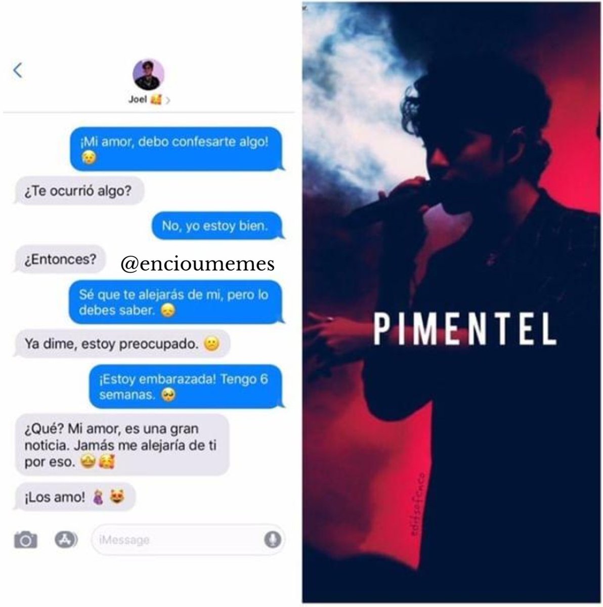 encioumemes's tweet photo. Imagina que estás embarazada de Joel. ¡Es un lindo! 6 semanas. ❤🤰🏼~T 📚
*
*
*
*
#CNCO #CNCOwners #chatfalso #cnco #encioumemes #joelpimentel #joel #cncojoel #cncoalbum #cncopuertorico #cncoedits #fiestaenmicasacnco #svlcnco #pretendcnco https://t.co/o3L5gAZe6S